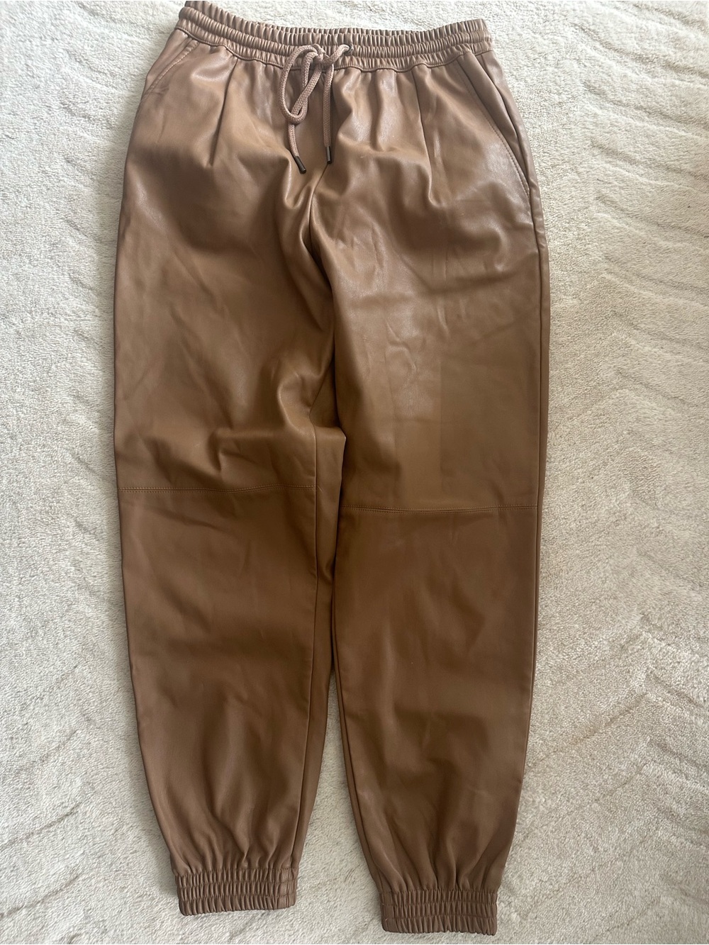 Zara Brown Faux Leather Jogger Pants NWT